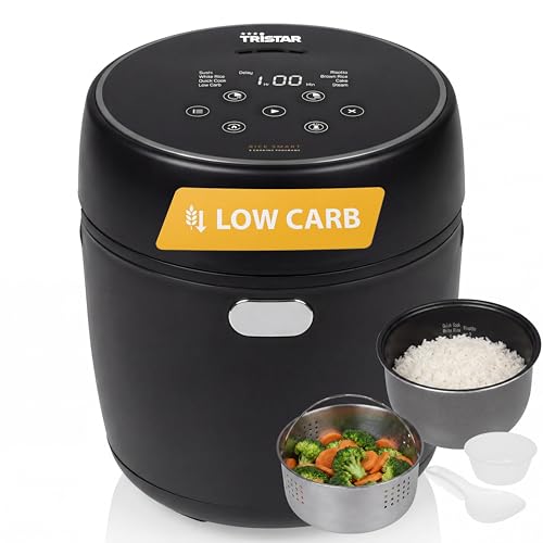 Digitaler Reiskocher mit Low-Carb-Funktion, 8 Automatikprogramme, 0,6 L Reis Kapazität, Digitales Bedienfeld, Leicht zu Reinigen, RK-6238