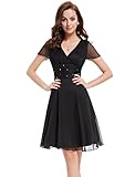 Ever Pretty Womens Short Sleeve V-Neck Ruched Bust Chiffon Party Dress 03882