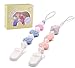Silicone Pacifier Clip Girl with Teething Pain Relief Beads, 2 BPA Free Teething Toy Set, Best Unique Gifts for Baby Shower, Universal Holder for Binky, WubbaNub, NUK, Avent Soothie and MAM Pacifiers