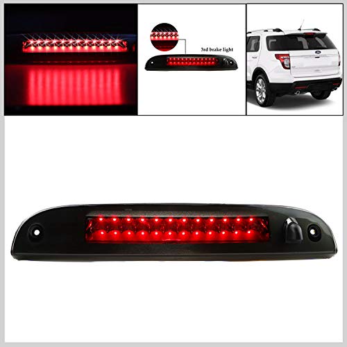 for Ford Escape Explorer & Mercury Mariner Mountaineer Rear High Mount LED 3rd Third Tail Brake Light Stop Light (Chrome Housing Smoke Lens)