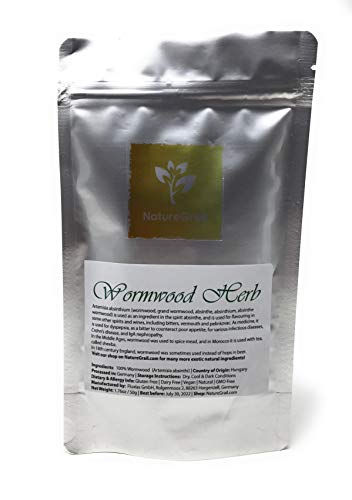 Wormwood Herb - Used In Absinthe - Flavoring For Spirits And Wines, Including Bitters, Vermouth And Pelinkovac - Ingredients: 100% Organic Wormwood (Artemisia Absinthi) - Net Weight: 1.76oz / 50g