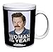 Parks and Recreation Ron Swanson Woman of the Year Workplace Comedy TV Television Show Ceramic Gift Coffee (Tea, Cocoa) Mug, 15 Ounce
