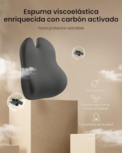 Almohada de Apoyo Lumbar para Silla de Oficina, Almohada de Espuma viscoelástica para la Espalda Baja, cojín Lumbar para Silla de Escritorio, Respaldo ergonómico para Silla - Negro