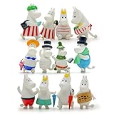 12 Pcs Mini Kawaii Moomin Hippo Family Action Figures Figurines Dolls Toy, Kids Birthday Party Cake Toppers, Cake Toppers Decoration