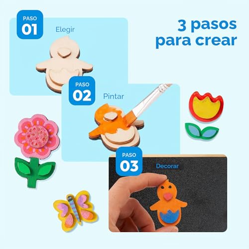 JOYIN 12 Pieces Fantasy Wooden Magnets Set, Craft Set for Kids Ages 3-12, Painting Set with Wooden Magnets for Painting, Birthday Gifts