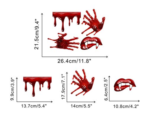 IARTTOP Halloween Bloody Handprint Decal, Vampire Bloody Lips with Sharp Teeth Sticker, Screaming Bloody Decal for Windows, Car, Bumper Decor Halloween Home Wall Art - Thumbnail 5