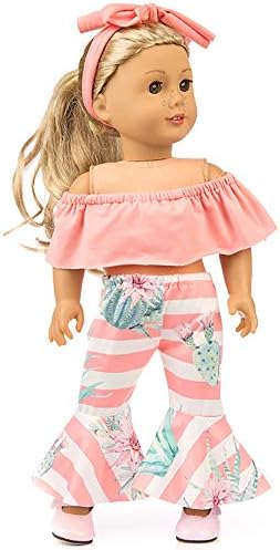 Jieson Doll Clothes Fashion Off Shoulder+Pants+Hairband for 18 Inch American Doll