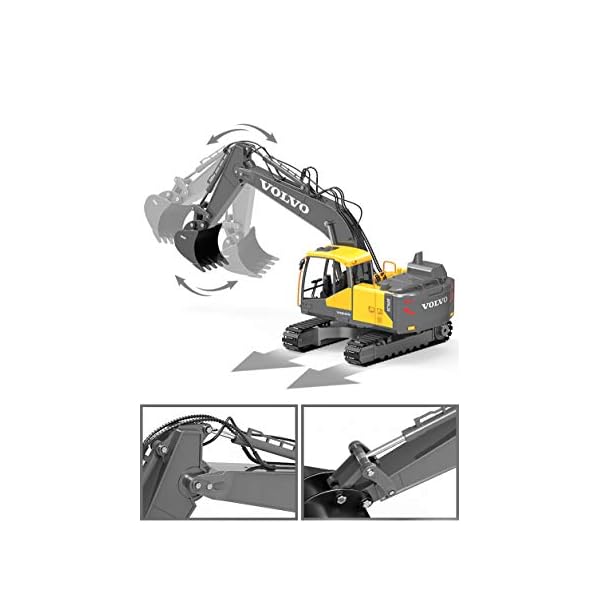 Bleyoum Baufahrzeug Rc Bagger 1:16 Holzgriffbohrmaschine 17ch Fernbedienung Raupenwagen Grablader Elektrofahrzeug… – Bild 6