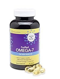 Omega 7 purificado (por InnovixLabs). La grasa saludable se encuentra en el pescado y la macadamia. Omega 7 bajo la forma de triglicérido de ácido palmitoleico en píldoras de 210 mg. 30 cápsulas (suministro de 1 mes).