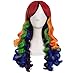 MapofBeauty Multi-color Lolita Long Curly Clip on Ponytails Cosplay Wig (Rainbow Color)