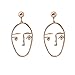 Statement Face Earrings Vintage Hollow Out Dangle Piercing Gold Tone Stud Earrings 1 Pair (Gold-A)