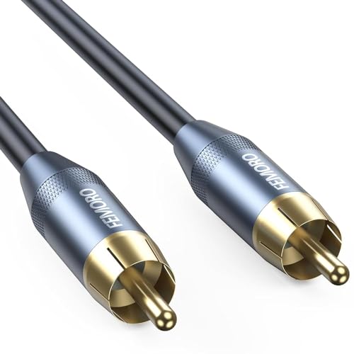 Subwoofer Cable 15 Feet, FEMOEO Digital Coaxial Audio Cable Subwoofer Wire SPDIF Single RCA Cables for SVS Sub woofer Hi-Fis Home Theater Blu-ray HDTV Stereo Receivers DVD etc