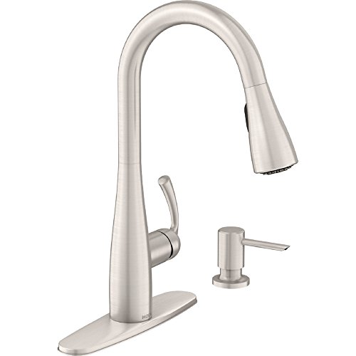 Moen Essie 87014SRS Küchenarmatur-Set mit Seifenspender, fleckenresistent, Edelstahl, Upgrade Ihrer Küchenspüle mit einem modernen ausziehbaren Sprühk