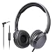 Avantree Superb Sound Wired On Ear Headphones with Microphone, 1.5M / 4.9FT Long Cord with Mic for Adults, Students, Kids, Comfortable Headsets for Computer, Laptop, Tablet, Phone - 026 Black