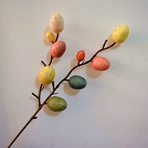 Artificial Easter Stems, Colorful Easter Egg Stems with Easter Eggs for Home Centerpiece Vase Windowsill Decor and Easter Celebration (1PC)