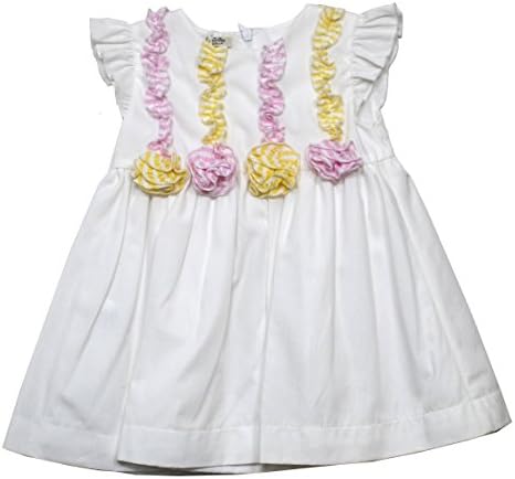 Baby Graziella Baby Girls Ruffle Dress with Flowers 6M White