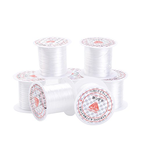 Pandahall 25 Rolls Clear Elastic Fibre Wire 0.8mm Elastic Thread Fit Beading Jewelry Cord
