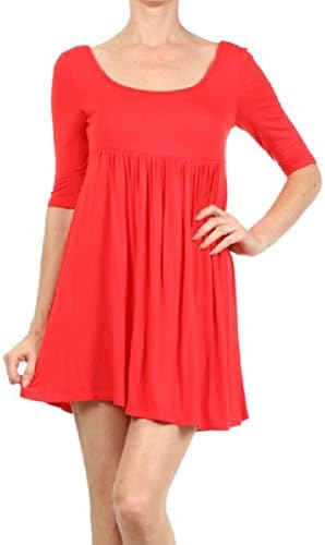 Ever77 Women's Rayon 3/4 Sleeve A-line Baby-doll Mini Dress/Made in USA/TD1031