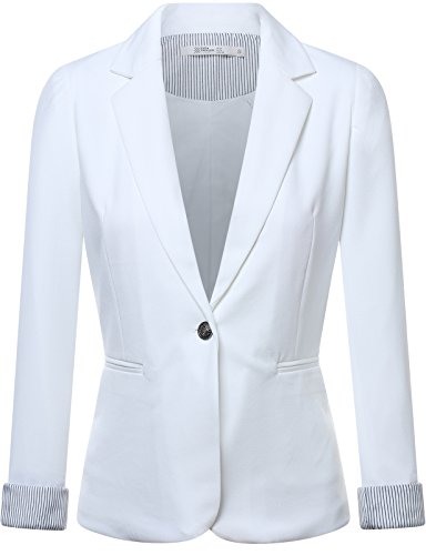 FPT Womens Basic Boyfriend Blazer IVORY 1X-LARGE