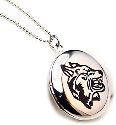 Maskf Locket Photo Picture Round Pendant Necklace Vintage Wolf Charm for Lady Silver tone