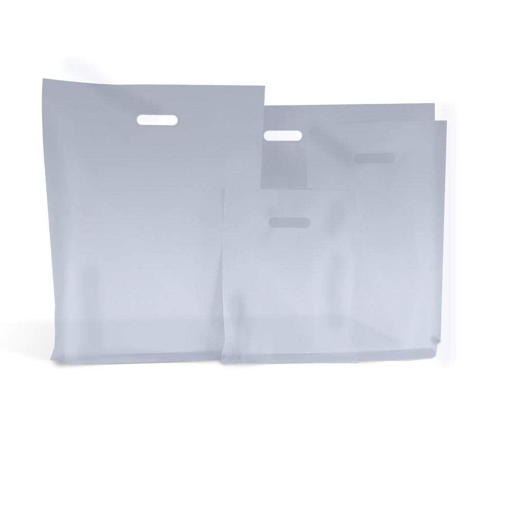 100 Frosted Plastic Carrier Bags 9'' x 12'' Small Plastic Shopping Bags