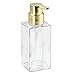 InterDesign Casilla Modern Glass Foaming Soap Pump, Refillable Dispenser Holds 14 oz., for Kitchen, Bathroom, Sink, Vanity, Bedroom, 2.94