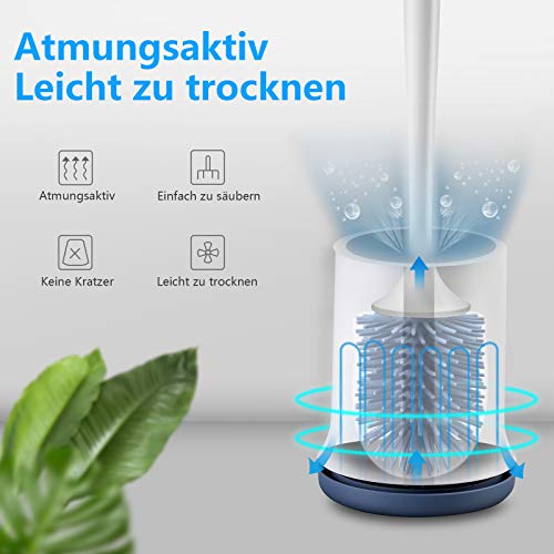 aifulo Toilettenbürste,WC-Bürsteund Behälter,Handgriff ist abnehmbar und schnell trocknendem Haltersatz,Wandmontage & Stehen für Badezimmer Toilette und Gäste-WC (Blau)