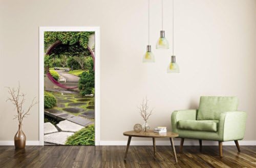 Chinese Garden Door Wallpaper Murals Wall Stickers for Home Decoration Self-adhesive Vinyl Peel And Stick Removable Art Door Decals 30.3x78.7"