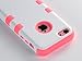 iPhone 5C Case, iPhone5C Case, ULAK Shockproof Hybrid Heavy Duty Dual Layer High Impact Protection Case Cover for Apple iPhone Apple iPhone 5C-White + Coral Pink