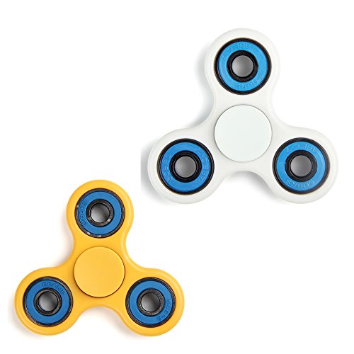 ShiRui Spinner Helps Focusing Fidget Toy, Stress Reducer Hand Spinner Toy Relieves ADHD, Anxiety, and Boredom with Premium Hybrid Ceramic Bearing (white/blue+yellow/blue)