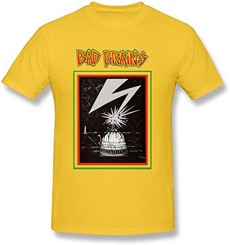 NNKEY Men's Short Sleeve Bad Brains Reggae Punk T-shirt Yellow L