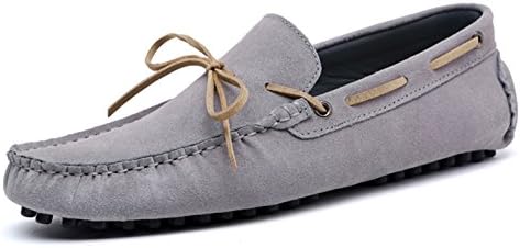 CIROHUNER Men's Casual Suede Loafers Slip-on Driving Shoes (11.0 US, Gray White)