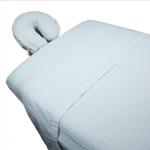 Massage Table Sheet Set by Body Linen - Extra-Large Sheet For Optimum Coverage and Fit With Standard Size Tables and Face Cradles - Super Soft and Durable For Professional Use {White Poly/Cotton}