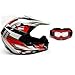 TMS® Adult TMS Red Black Dirt Bike ATV Motocross Helmet Off-Road with Goggles (Medium)