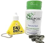 Alipotec Capsules Tejocote Root Supplement Capsulas Alipotec Raiz de Tejocote 90 Day Supply and Eau Kalin Alkaline Water - 2 Product Pack