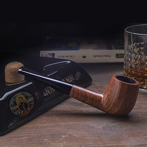 Tobacco Pipe Set, Free Boy Handmade Wooden Straight Stem Smoking Pipe with Accessories (Filter Elements, Filter Balls, 3 in 1 Scraper, Pipe Cleaners, Pipe Tip Grips, Bag, Box)