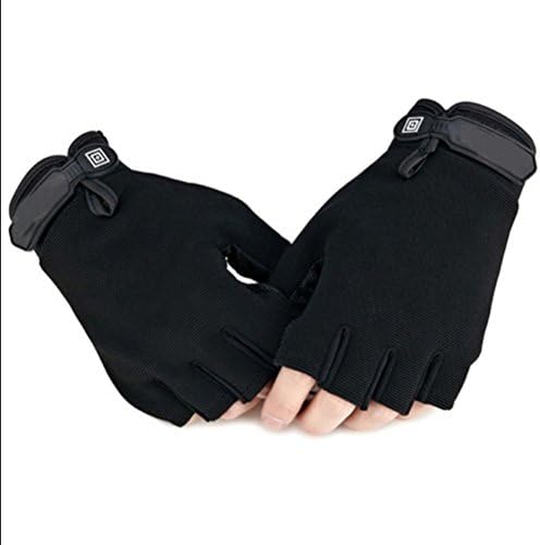 WLHMY Fashion Fingerless Winter Warm Half Finger Gloves-M-Black