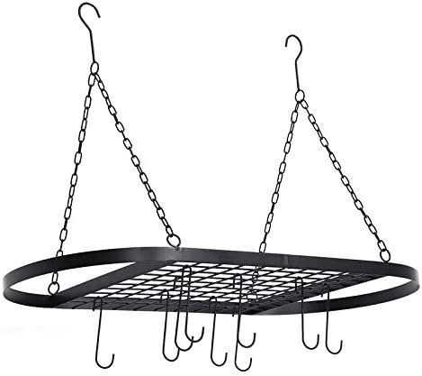 Camisin Hanging Pot Pan Rack for Ceiling, Ceiling Mounted Cookware Hanger Organizer with 10 Hooks for Home Kitchen Household