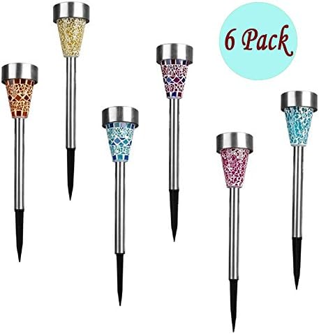 Solar Lights Outdoor, Gcepls Solar Mosaic Garden Lights Solar Led Lights Decoration Stake Light Solar Light Christmas Gift Solar Pathway Lights（6 Pack）