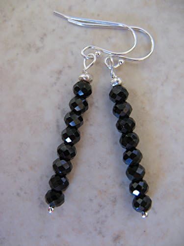 Sparkling Black Spinel Gemstone Sterling Silver Earrings Artisan Jewelry