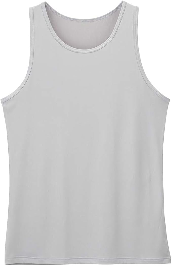 Amazon タンクトップ メンズ インナーシャツ ノースリーブ 半袖tシャツ 下着 肌着 学校 通勤 通学 プラチナ加工 無地 抗菌 防臭 吸汗 速乾 スーツ 制服 グレージュ S インナーシャツ 通販