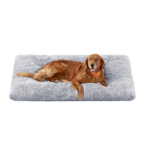 Feandrea Large Dog Bed, Washable Fluffy Anti Anxiety Mat, 140 x 100 cm