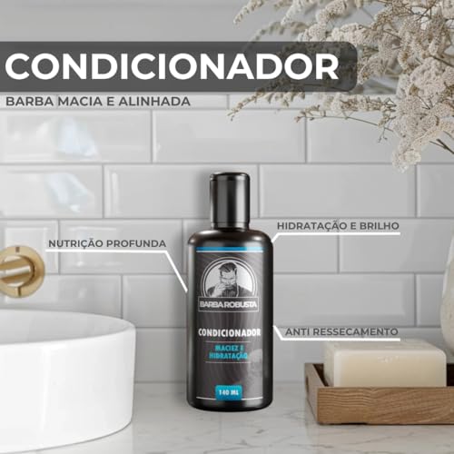 Kit Barba Robusta De Shampoo Condicionador Balm Óleo Pente