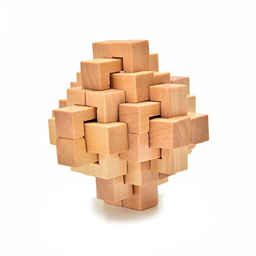 Ahyuan Handmade Wooden Puzzle 24 PCS Interlocking Brain Teasers Toy Intelligence Game Wisdom Logic Mind Challenge Brainteaser Scientific Training Burr Puzzles for Adults/Kids