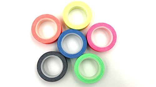 6-Pack Fluorescent Neon Gaffer Tape UV Blacklight Reactive Decorative Tape for Halloween Decorations, Glow Dance Party, Theatre Show