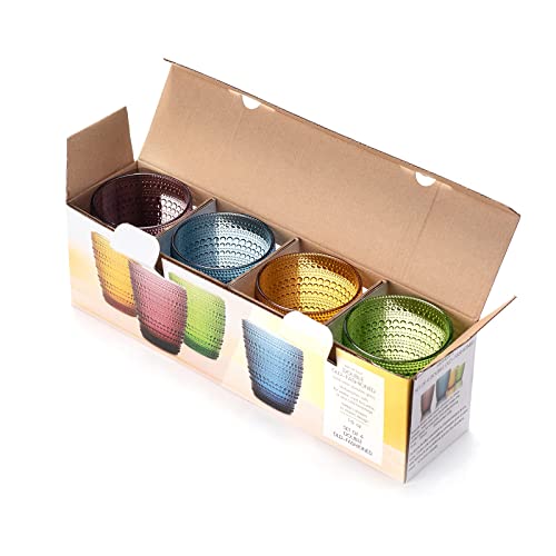 TIMEFOTO Drinking Glasses Set of 4 Colored Glass Cups Heavy Vintage