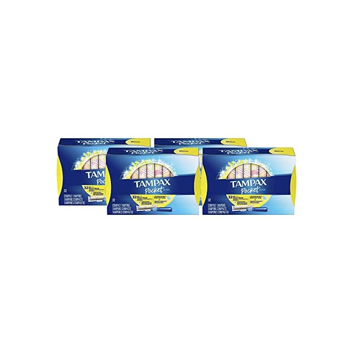Tampax Pocket Pearl Plastic Tampons, Regular Absorbency, Unscented, 36 Count - Pack of 3 (108 Total Count) (Packaging…