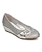 Little Angel DC35 Mix Media Glitter Flower Wedge Pump (Toddler/Little Girl/Big Girl) - Silver