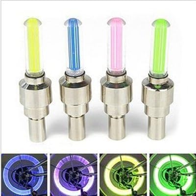 Bicycle Wheel Spoke Tire Wire Tyre Valve LED Light For Car Motorcycle Bike 4pcs green light