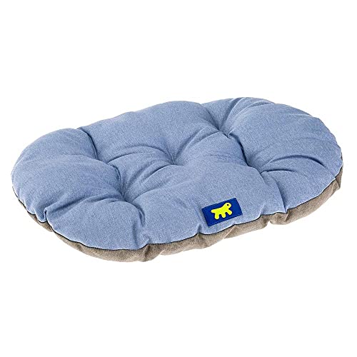 Ferplast Cama para Perros y Gatos, Cojín para Perros Grandes, Cojin para Gatos, Alfombra para casetas y Coches - Lavable - en Algodón con Acolchado Suave, 100 x 63 cm. Cielo Azul